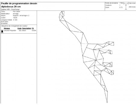 Motif de broderie machine diplodocus origami