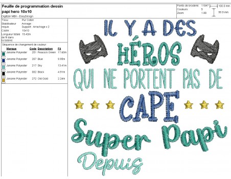 Motif de broderie  machine super papi a personnaliser