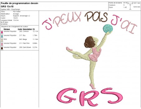 machine embroidery design I can not Rhythmic Gymnastics