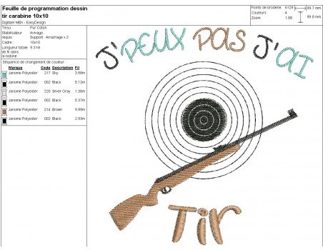 Motif de broderie machine tir à la carabine