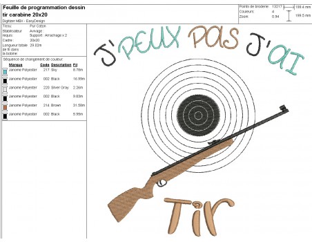 Motif de broderie machine tir à la carabine