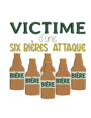 machine embroidery design text six beers attack