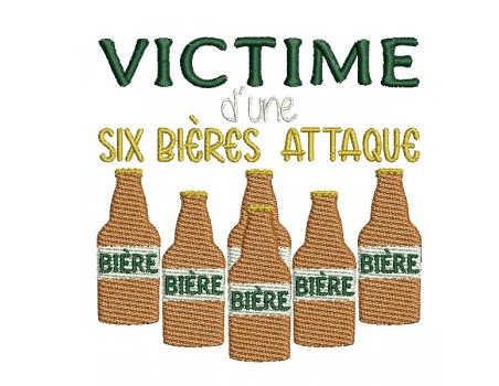 machine embroidery design text six beers attack