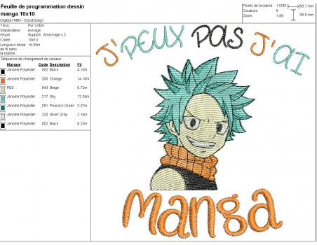 machine embroidery design I can manga