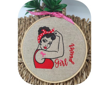 machine embroidery design pin up girl power