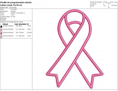 machine  embroidery design applique pink october pink ribbon