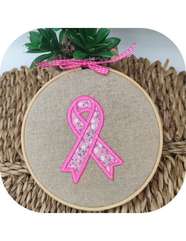 machine  embroidery design applique pink october pink ribbon