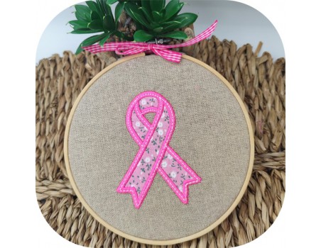 machine  embroidery design applique pink october pink ribbon