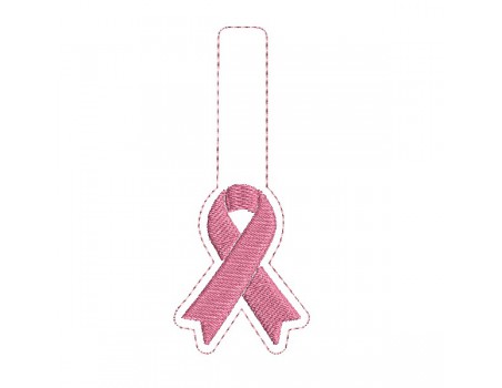 Motif de broderie machine porte clé ruban Octobre Rose