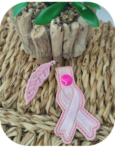 machine  embroidery design free keychain  pink ribbon