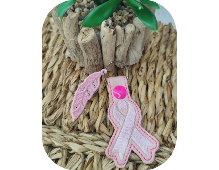 machine  embroidery design free keychain  pink ribbon