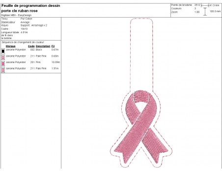 machine  embroidery design free keychain  pink ribbon