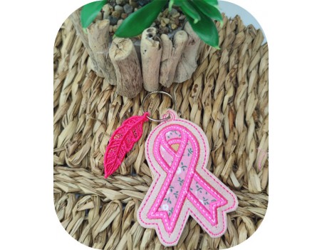 machine  embroidery design free keychain applique  pink ribbon