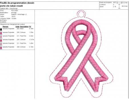 machine  embroidery design free keychain applique  pink ribbon