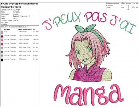 machine embroidery design I can manga