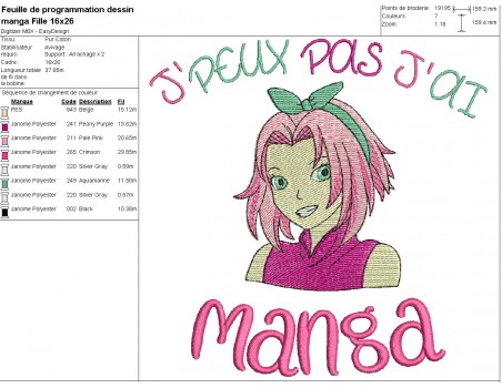 machine embroidery design I can manga