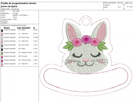 machine embroidery design rabbit keychains customizable ith