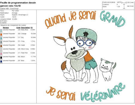 machine embroidery design  little boy veterinary