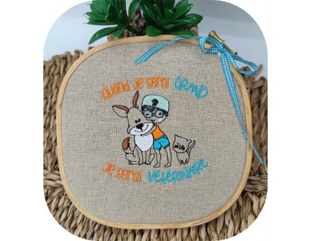 machine embroidery design  little boy veterinary