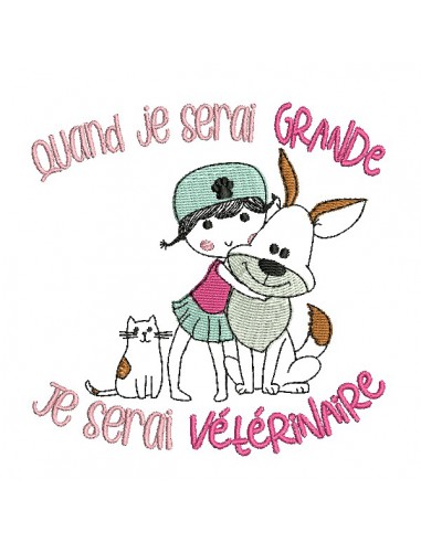 machine embroidery design  little girl veterinary