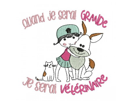 machine embroidery design  little girl veterinary