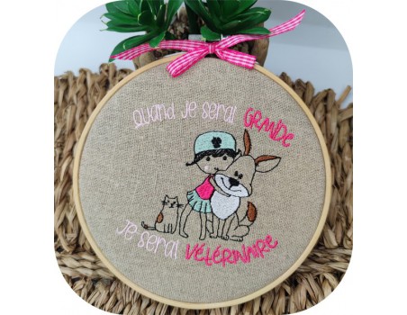 machine embroidery design  little girl veterinary