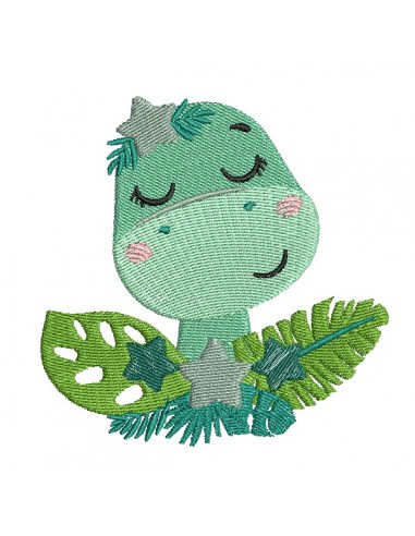 machine embroidery design  sleeping diplodocus dinosaur with stars