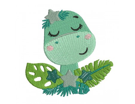 machine embroidery design  sleeping diplodocus dinosaur with stars
