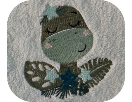 machine embroidery design  sleeping diplodocus dinosaur with stars