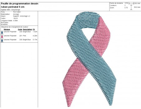 machine embroidery design free pink and blue perinatal ribbon