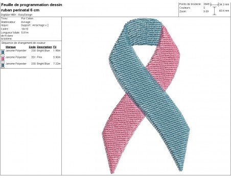 machine embroidery design free pink and blue perinatal ribbon