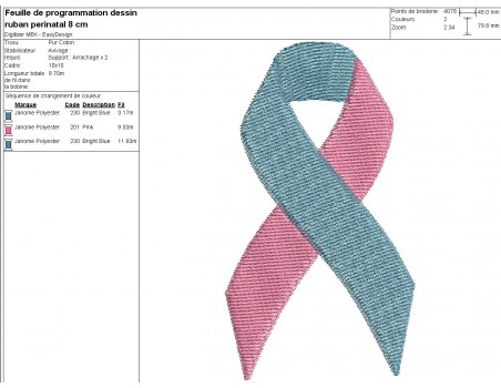 machine embroidery design free pink and blue perinatal ribbon