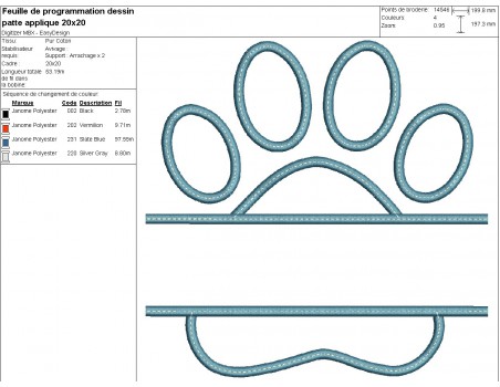 Motif de broderie machine appliqué patte  a personnaliser