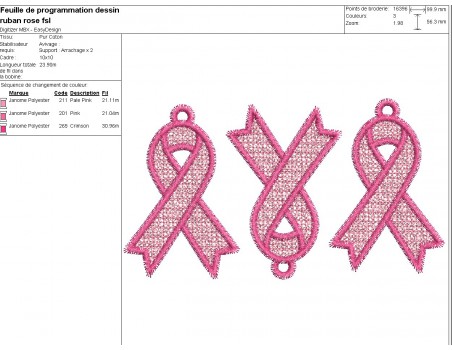 machine  embroidery design free  pink ribbon fsl