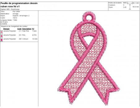 machine  embroidery design free  pink ribbon fsl