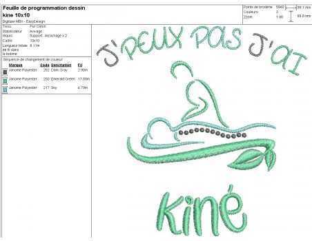 Motif de broderie machine kiné