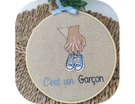 Motif de broderie machine  basket naissance garçon