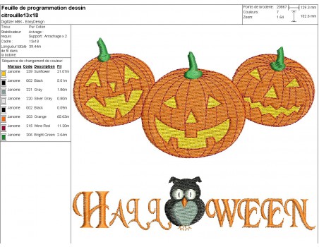 machine embroidery design   Halloween pumpkins