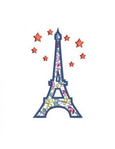 Motif de broderie machine tour eiffel appliquée