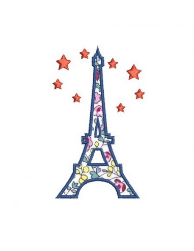 Motif de broderie machine tour eiffel appliquée