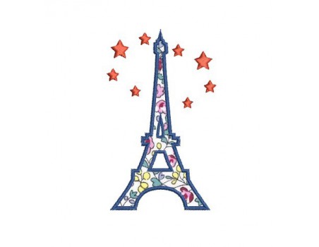 Motif de broderie machine tour eiffel appliquée