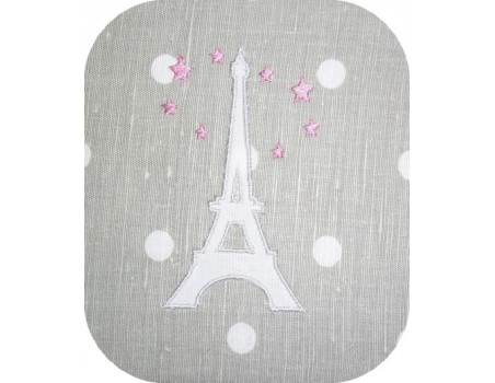 Motif de broderie machine tour eiffel appliquée