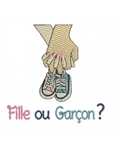 Motif de broderie machine  basket naissance fille ou garçon