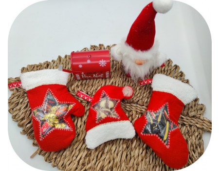Motif de broderie machine gant de  Noël  ITH pour bonbons