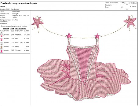 Motif de broderie machine tutu