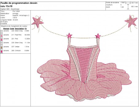 Motif de broderie machine tutu