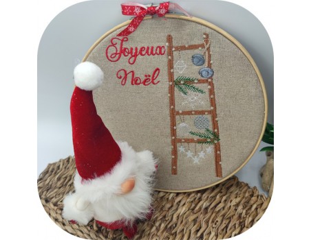 machine embroidery design christmas tree ladder