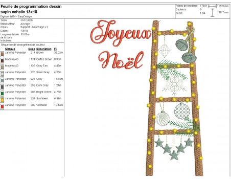 machine embroidery design christmas tree ladder