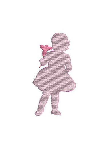 Motif de broderie machine silhouette fille à la fleur