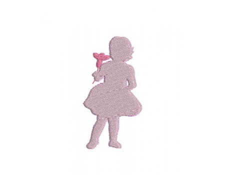 Motif de broderie machine silhouette fille à la fleur